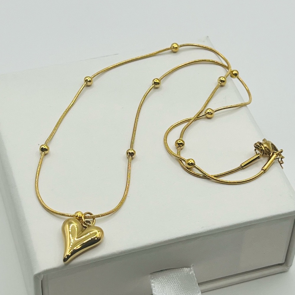 Single Heart Necklace, Stainless Steel & 18k gold plated